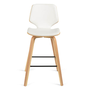 Justin Leatherette Bar Stool in Oak/White