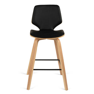 Justin Leatherette Bar Stool in Oak/Black