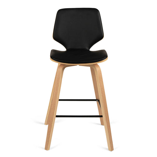 Justin Leatherette Bar Stool in Oak/Black