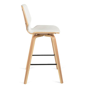 Justin Leatherette Bar Stool in Oak/White