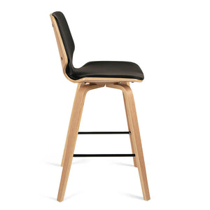 Justin Leatherette Bar Stool in Oak/Black