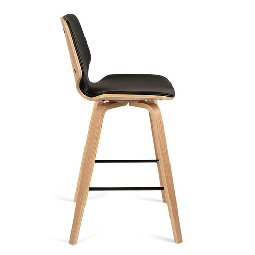 Justin Leatherette Bar Stool in Oak/Black