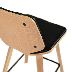 Justin Leatherette Bar Stool in Oak/Black