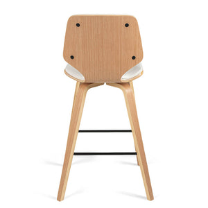 Justin Leatherette Bar Stool in Oak/White