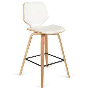 Justin Leatherette Bar Stool in Oak/White