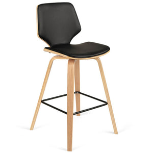 Justin Leatherette Bar Stool in Oak/Black