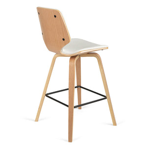 Justin Leatherette Bar Stool in Oak/White