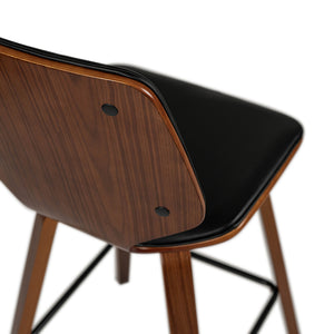 Justin Leatherette Bar Stool in Walnut/Black