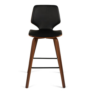 Justin Leatherette Bar Stool in Walnut/Black