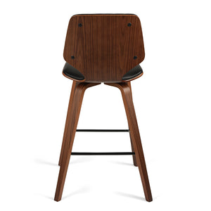 Justin Leatherette Bar Stool in Walnut/Black