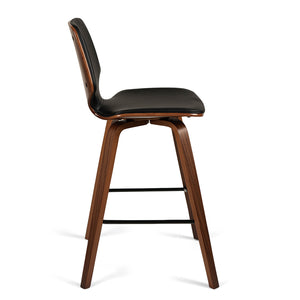 Justin Leatherette Bar Stool in Walnut/Black