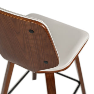 Justin Leatherette Bar Stool in Walnut/White