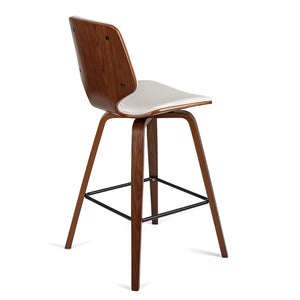 Justin Leatherette Bar Stool in Walnut/White