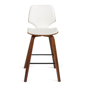 Justin Leatherette Bar Stool in Walnut/White