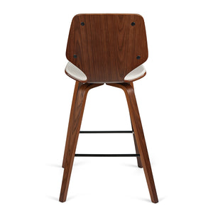 Justin Leatherette Bar Stool in Walnut/White