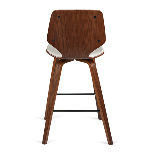Justin Leatherette Bar Stool in Walnut/White