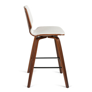 Justin Leatherette Bar Stool in Walnut/White