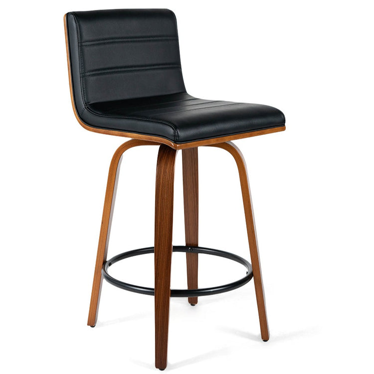 Evan Leatherette Kitchen Bar Stool in Walnut/Black