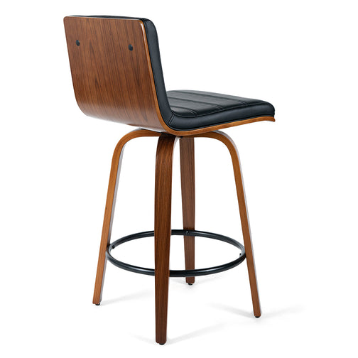 Evan Leatherette Kitchen Bar Stool in Walnut/Black