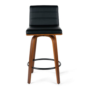 Evan Leatherette Kitchen Bar Stool in Walnut/Black