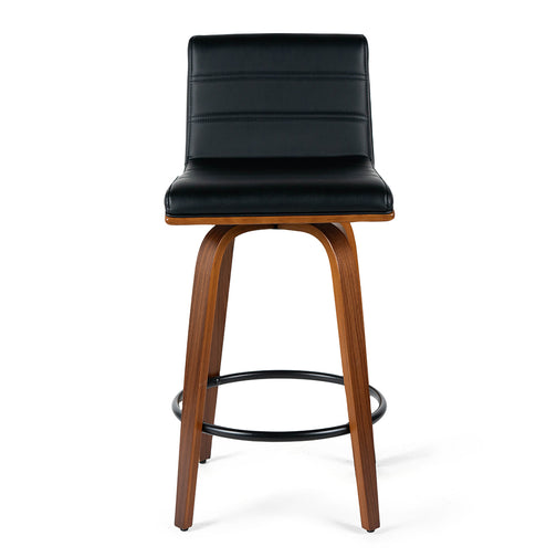 Evan Leatherette Kitchen Bar Stool in Walnut/Black