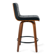 Evan Leatherette Kitchen Bar Stool in Walnut/Black