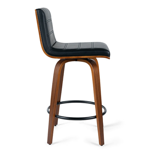 Evan Leatherette Kitchen Bar Stool in Walnut/Black