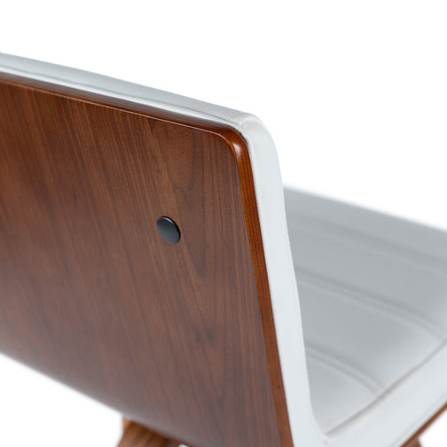 Evan Leatherette Kitchen Bar Stool in Walnut/White