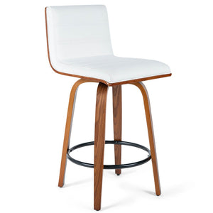 Evan Leatherette Kitchen Bar Stool in Walnut/White