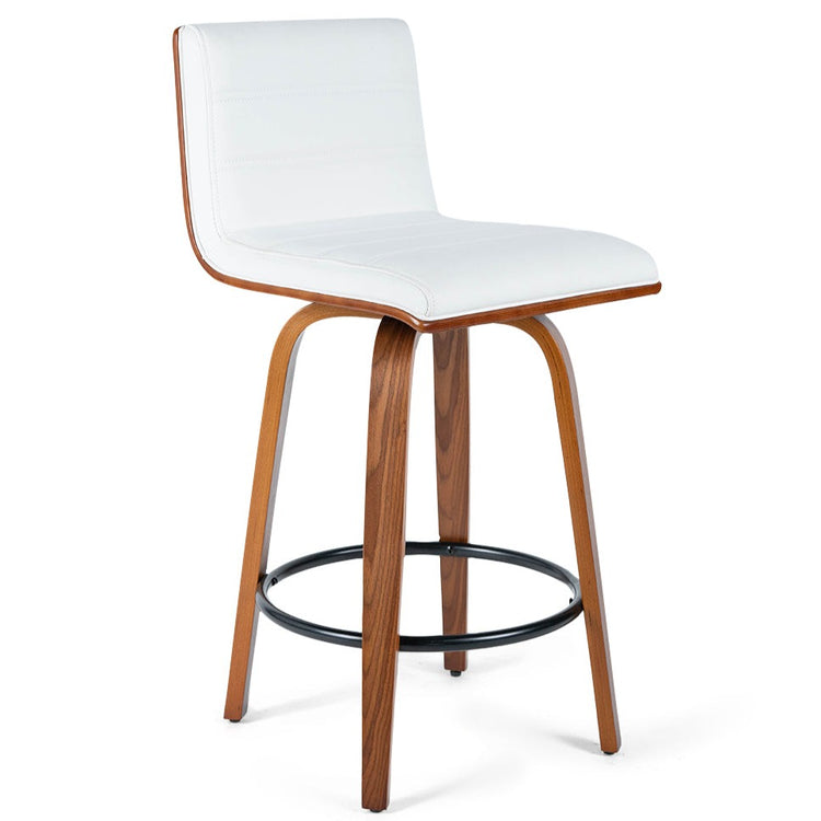 Evan Leatherette Kitchen Bar Stool in Walnut/White