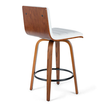 Evan Leatherette Kitchen Bar Stool in Walnut/White