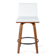 Evan Leatherette Kitchen Bar Stool in Walnut/White