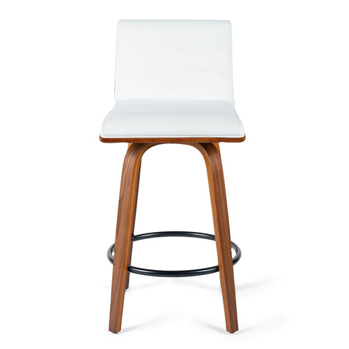 Evan Leatherette Kitchen Bar Stool in Walnut/White