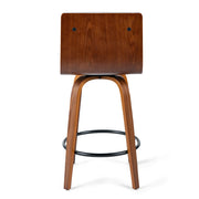 Evan Leatherette Kitchen Bar Stool in Walnut/White