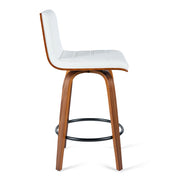 Evan Leatherette Kitchen Bar Stool in Walnut/White