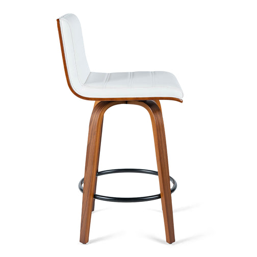 Evan Leatherette Kitchen Bar Stool in Walnut/White