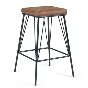 Knox Leatherette Kitchen Counter Stool in Vintage Tan