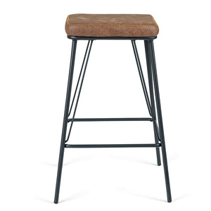 Knox Leatherette Kitchen Counter Stool in Vintage Tan