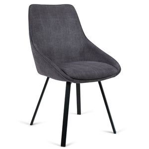 Porter Corduroy Dining Chair in Dark Grey