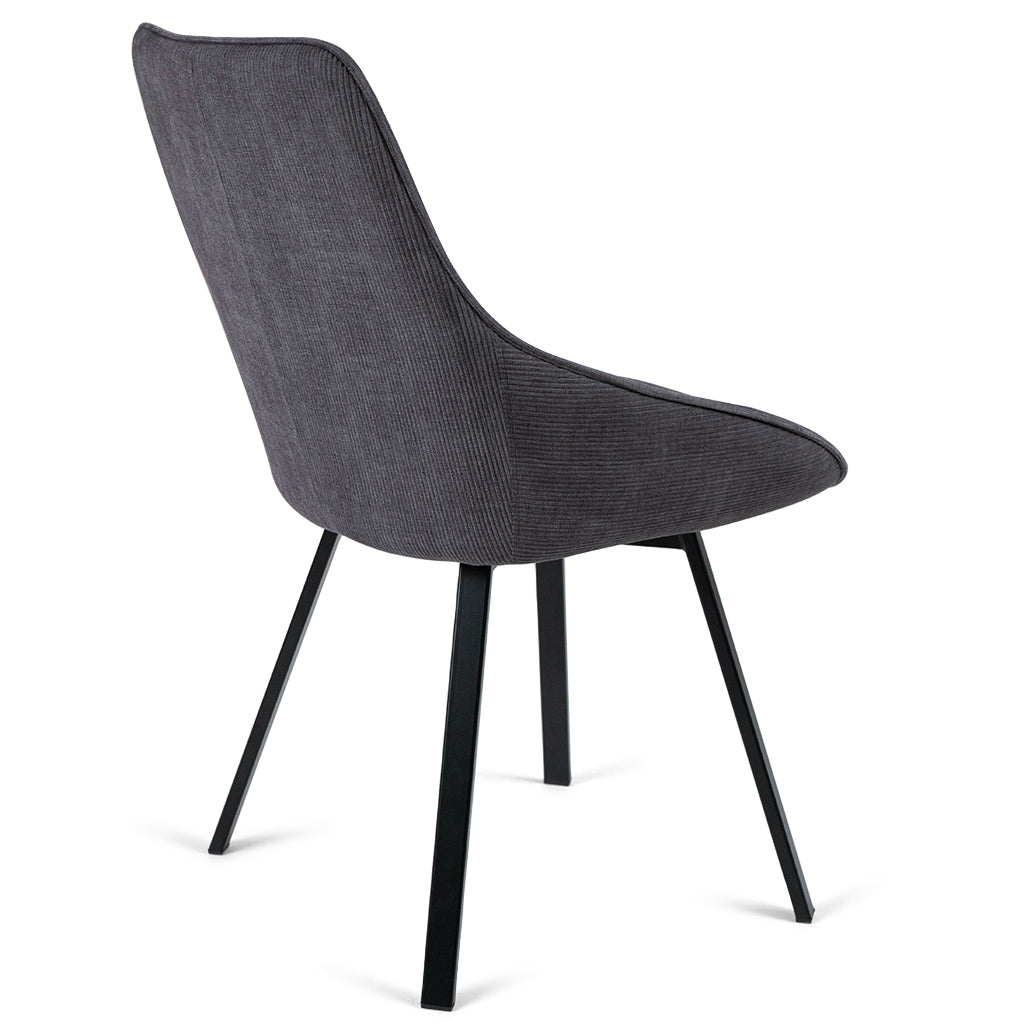 Porter Corduroy Dining Chair in Dark Grey