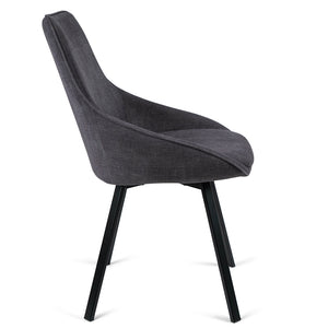 Porter Corduroy Dining Chair in Dark Grey