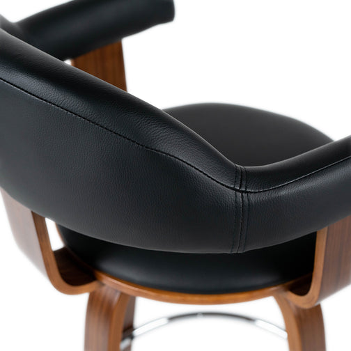 Rowan Leatherette Kitchen Bar Stool in Walnut/Black
