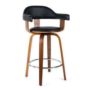 Rowan Leatherette Kitchen Bar Stool in Walnut/Black