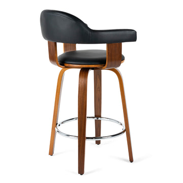 Rowan Leatherette Kitchen Bar Stool in Walnut/Black