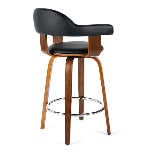 Rowan Leatherette Kitchen Bar Stool in Walnut/Black