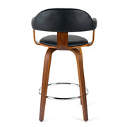 Rowan Leatherette Kitchen Bar Stool in Walnut/Black