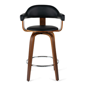Rowan Leatherette Kitchen Bar Stool in Walnut/Black