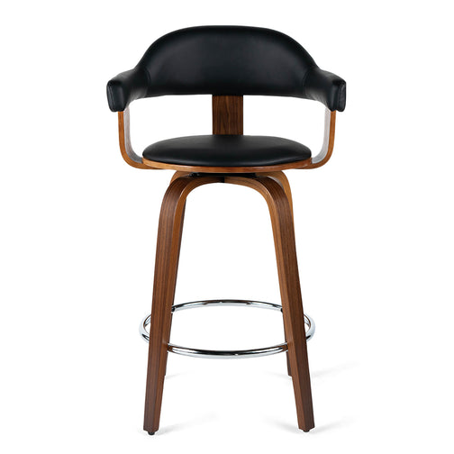 Rowan Leatherette Kitchen Bar Stool in Walnut/Black