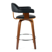 Rowan Leatherette Kitchen Bar Stool in Walnut/Black