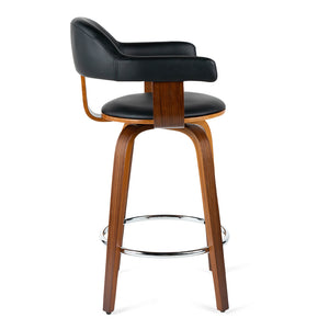 Rowan Leatherette Kitchen Bar Stool in Walnut/Black